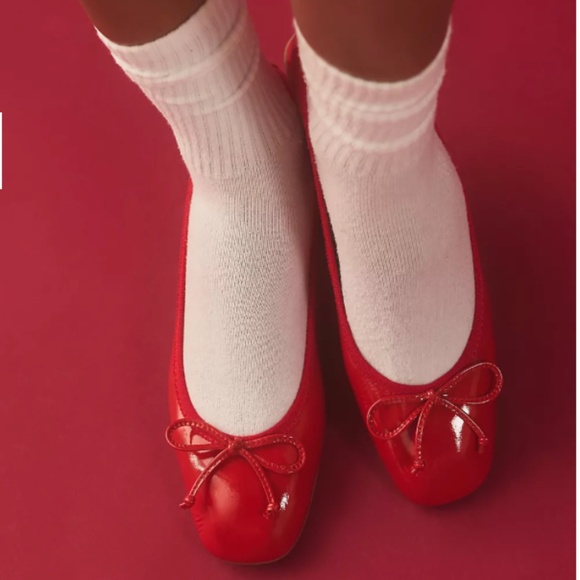 Anthropologie Bibi Lou Red Heeled Ballet Pumps - Picture 2 of 5